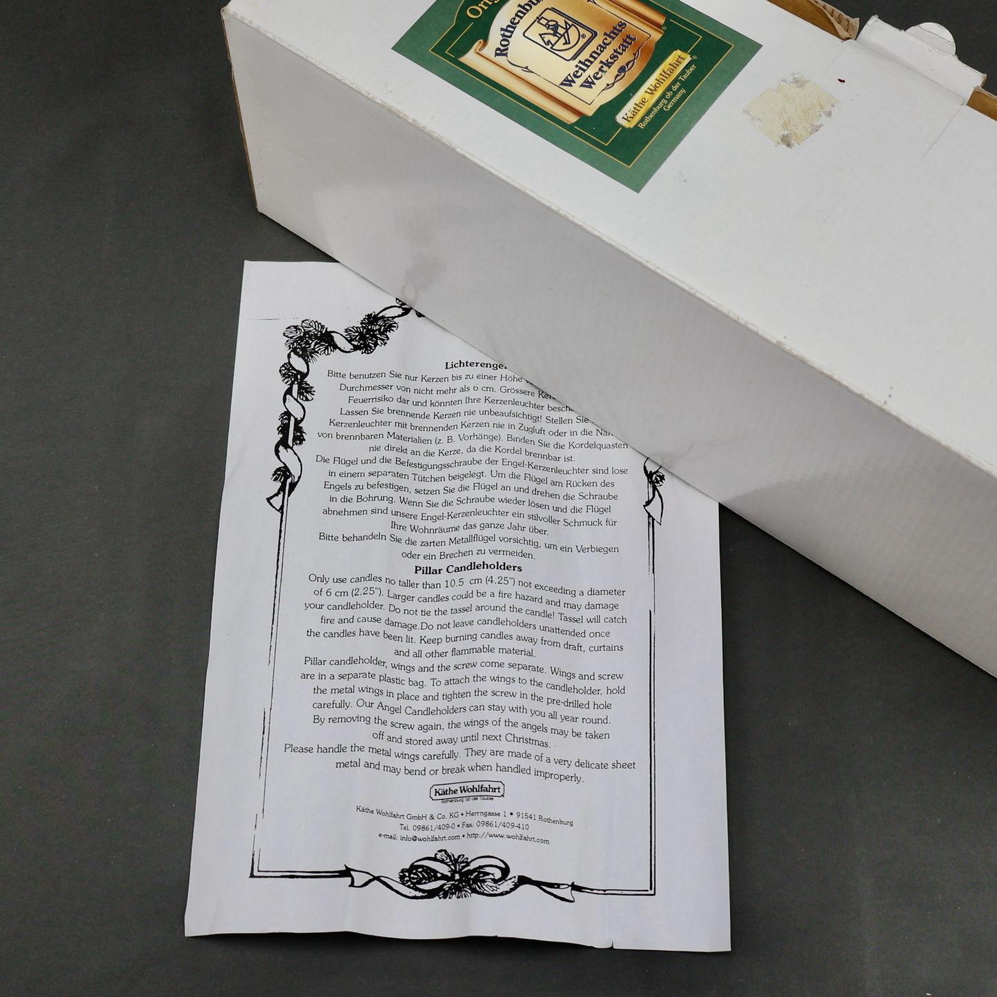 Kathe Wohlfahrt Advent Candleholder Christmas Angel 17 Inch-Candle Decor-Oakview Collectibles