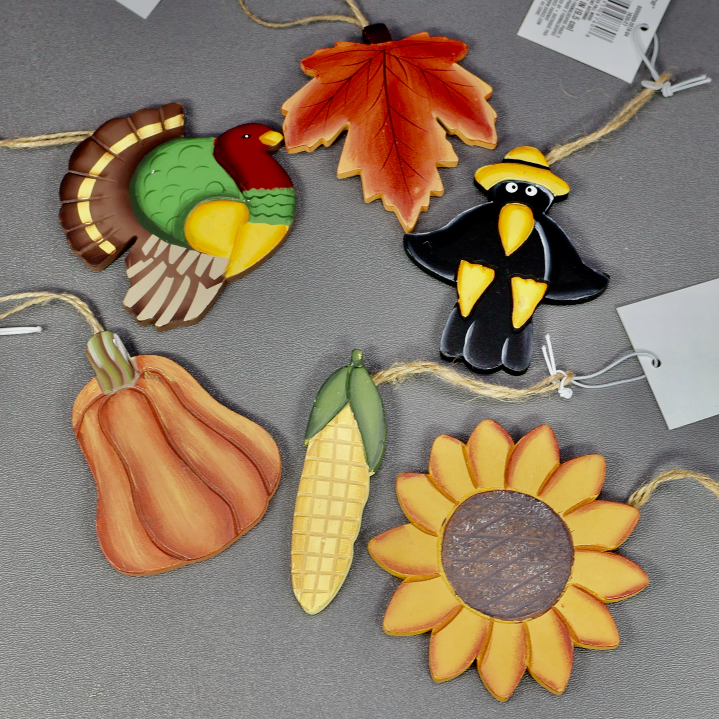 Darice Painted Wood Fall Ornament Set of 6-Ornament-Oakview Collectibles