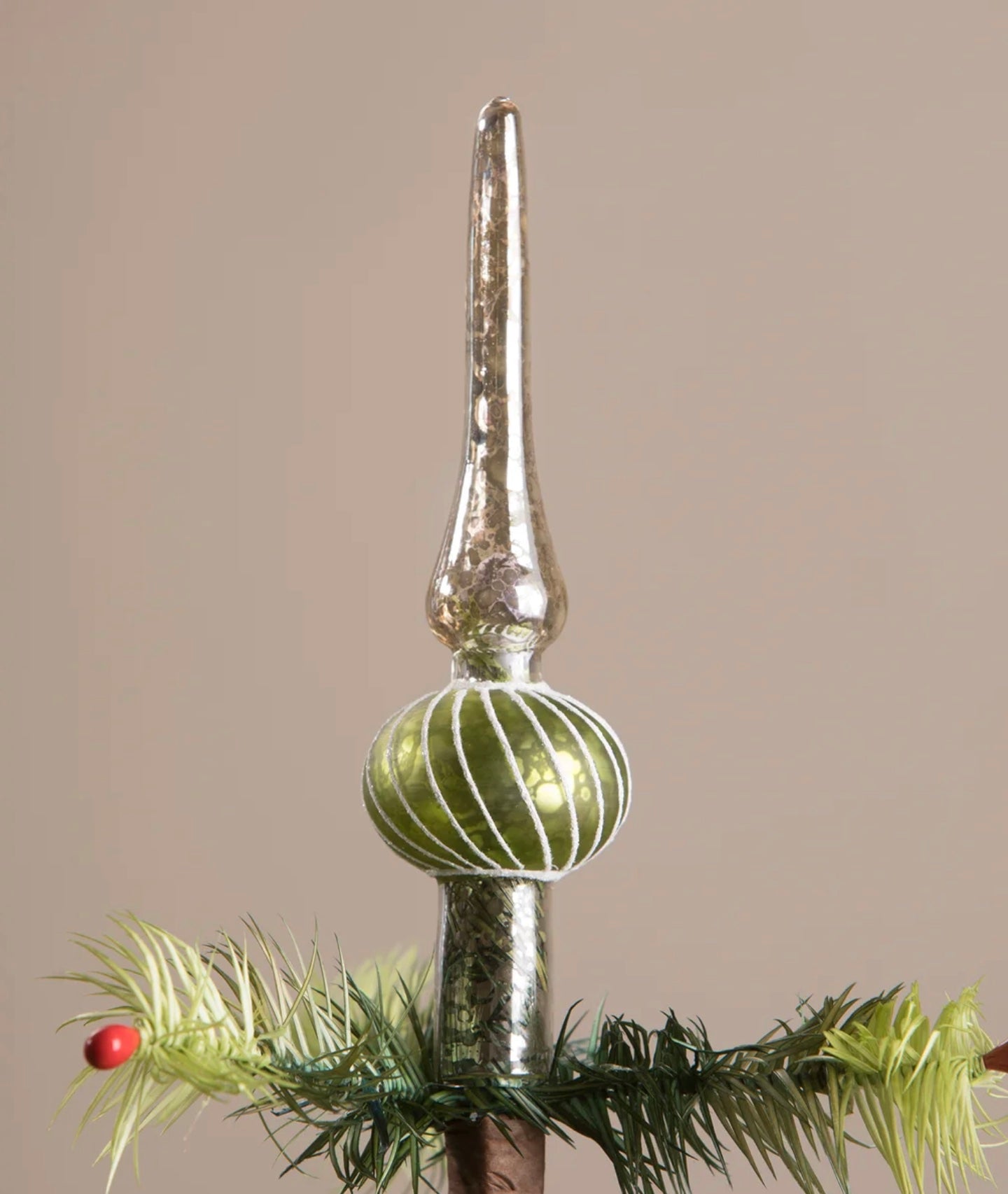 Bethany Lowe Green Finial Small 6 in Tree Topper LC0680-Tree Topper-Oakview Collectibles