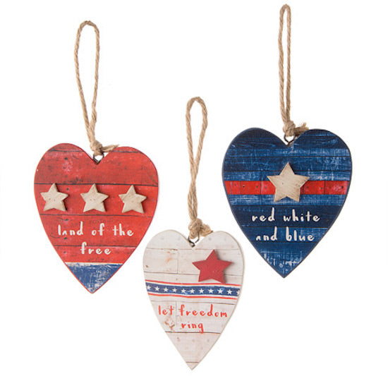 Patriotic Heart Ornament Set of 3-Ornament-Oakview Collectibles