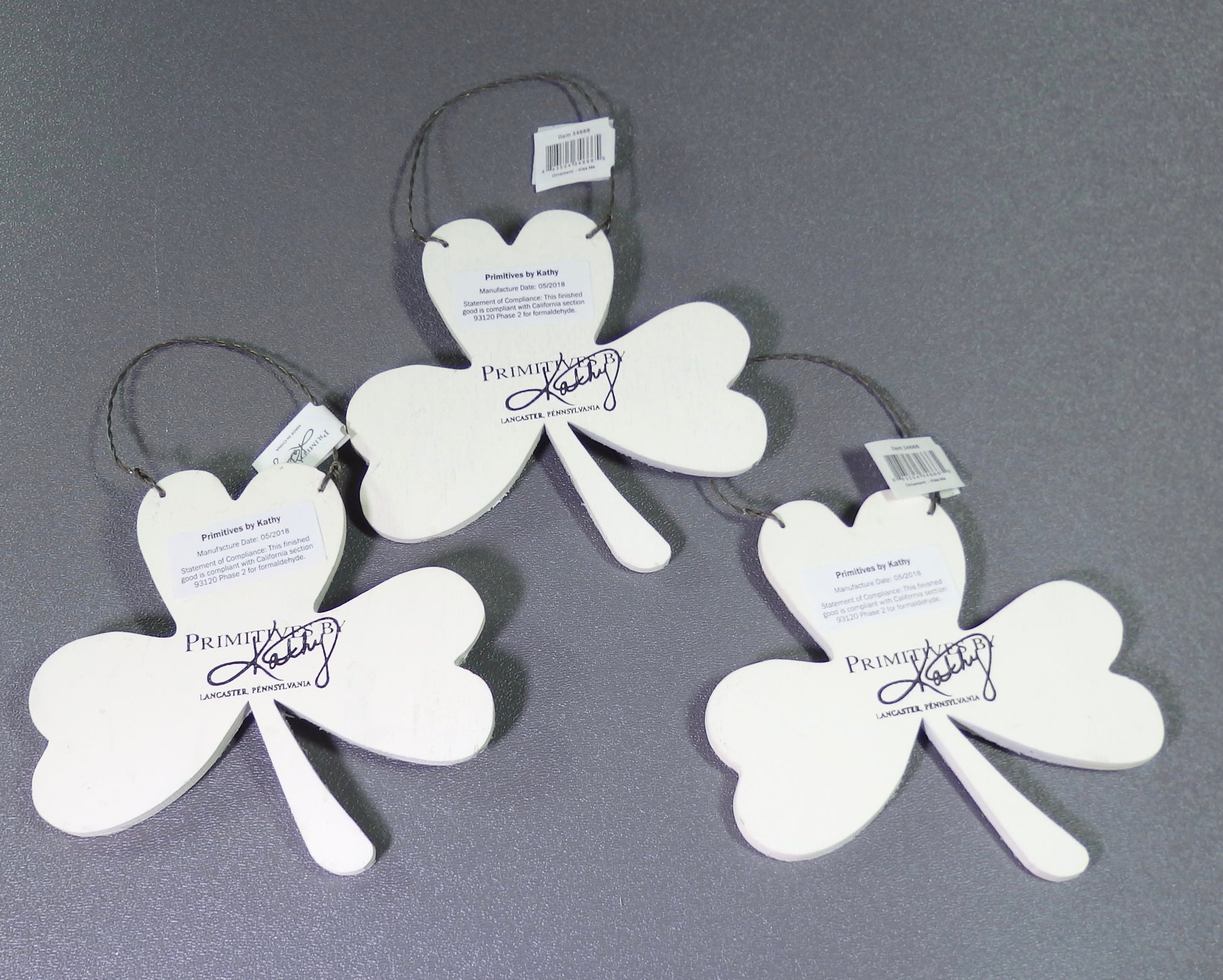 Primitives By Kathy Kiss Me I'm Irish Ornament Set of 3-Ornament-Oakview Collectibles