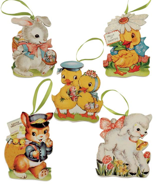 Bethany Lowe Retro Easter Die Cut Ornament Set of 5-Ornament-Oakview Collectibles