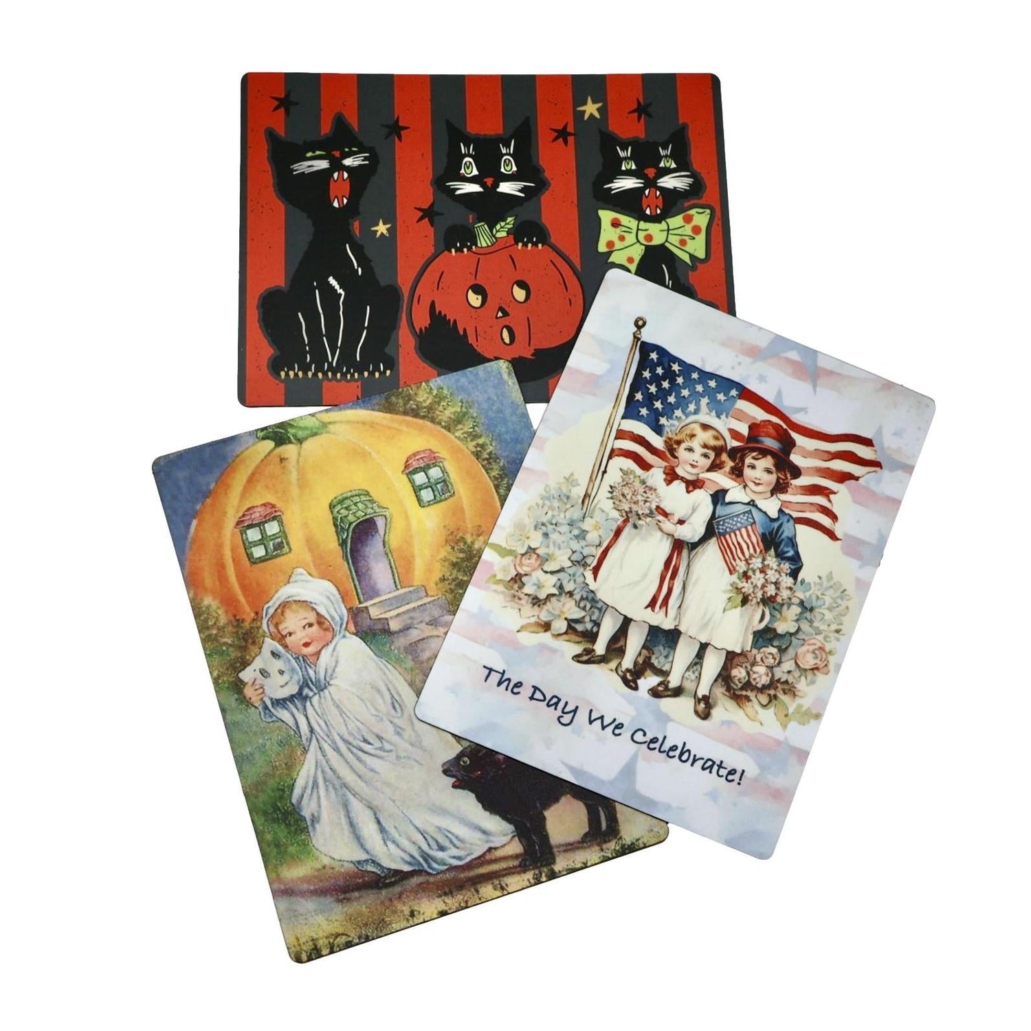 Image of halloween and patriotic magnets