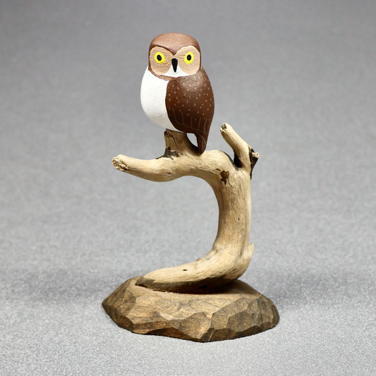 Carved Wooden Owl Miniature Figurine-Figurine-Oakview Collectibles