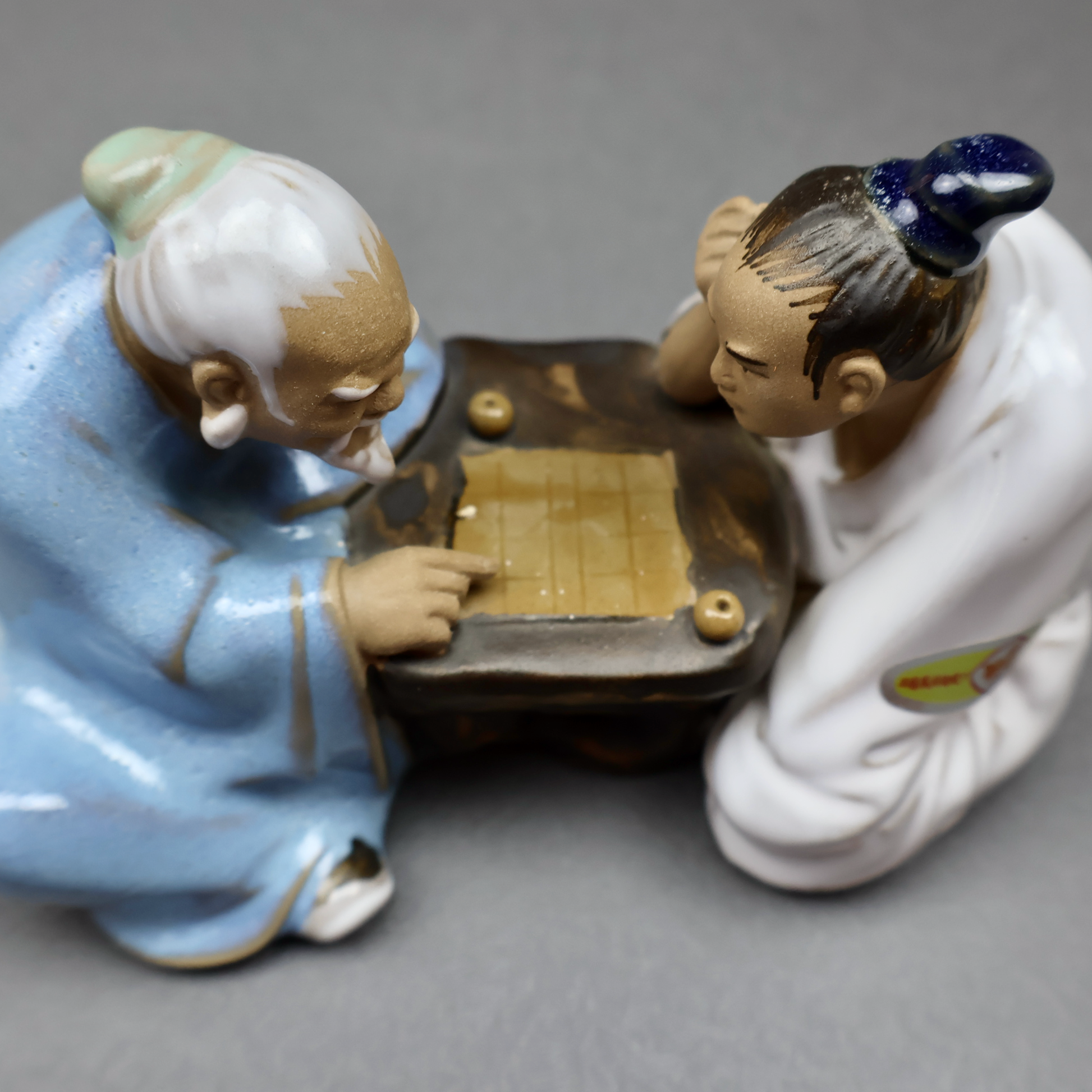 Shiwan Chinese Mudman Figurine Men Playing Board Game-Figurine-Oakview Collectibles