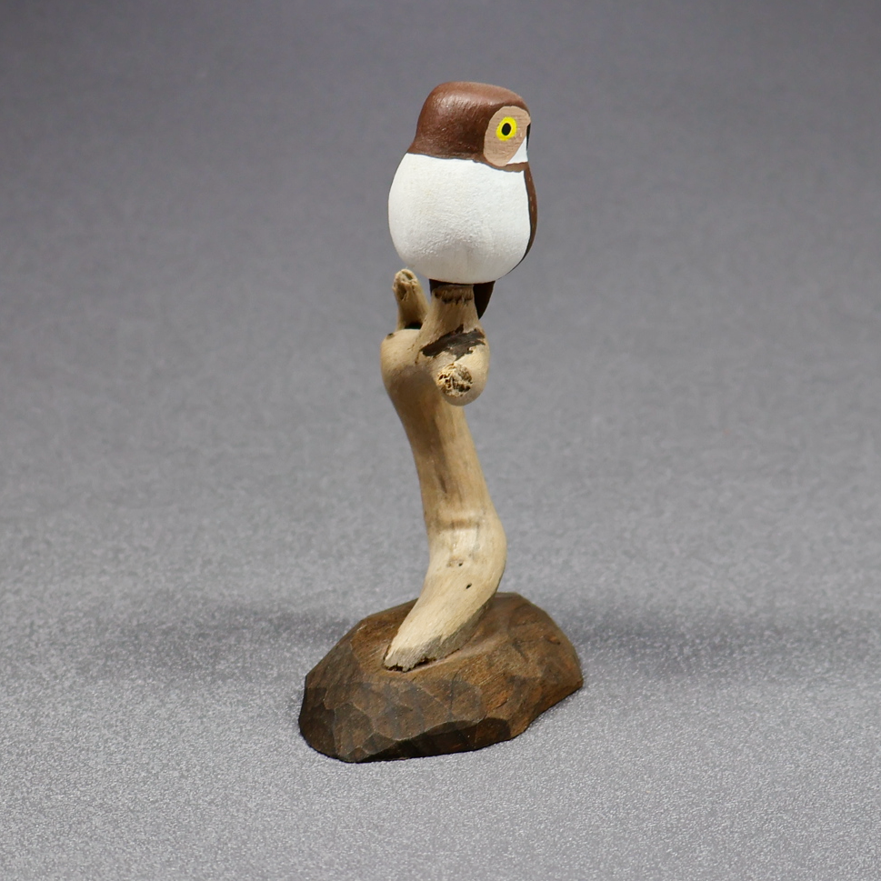 Carved Wooden Owl Miniature Figurine-Figurine-Oakview Collectibles