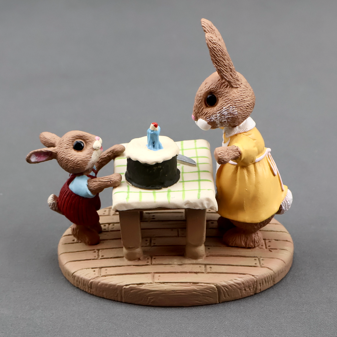 Hallmark Tender Touches Rabbits With Cake-Figurine-Oakview Collectibles