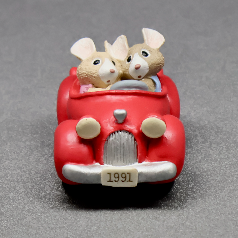 Hallmark Mice In Red Car Tender Touches Figurine-Figurine-Oakview Collectibles