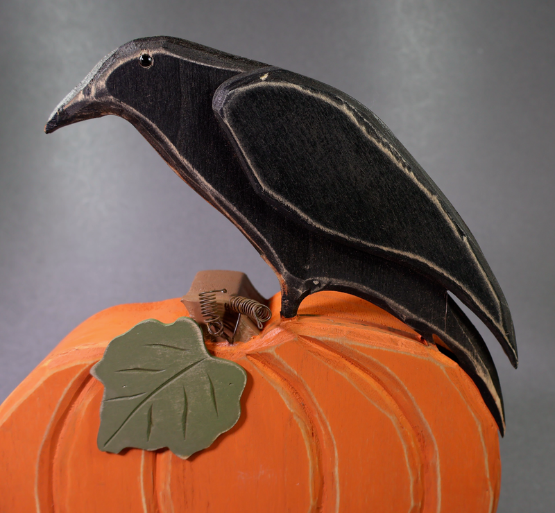Primitives By Kathy Pumpkin and Crow Chunky Sitter-Shelf Sitter-Oakview Collectibles