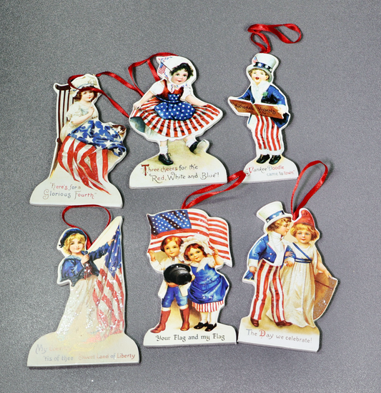 Bethany Lowe Americana Die Cut Patriotic Flag Fourth of July Ornament 6pc Set-Ornament-Oakview Collectibles