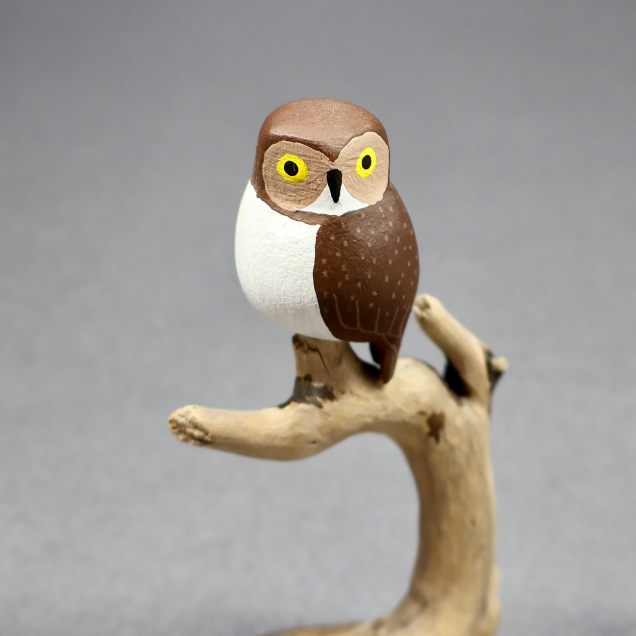 Carved Wooden Owl Miniature Figurine-Figurine-Oakview Collectibles
