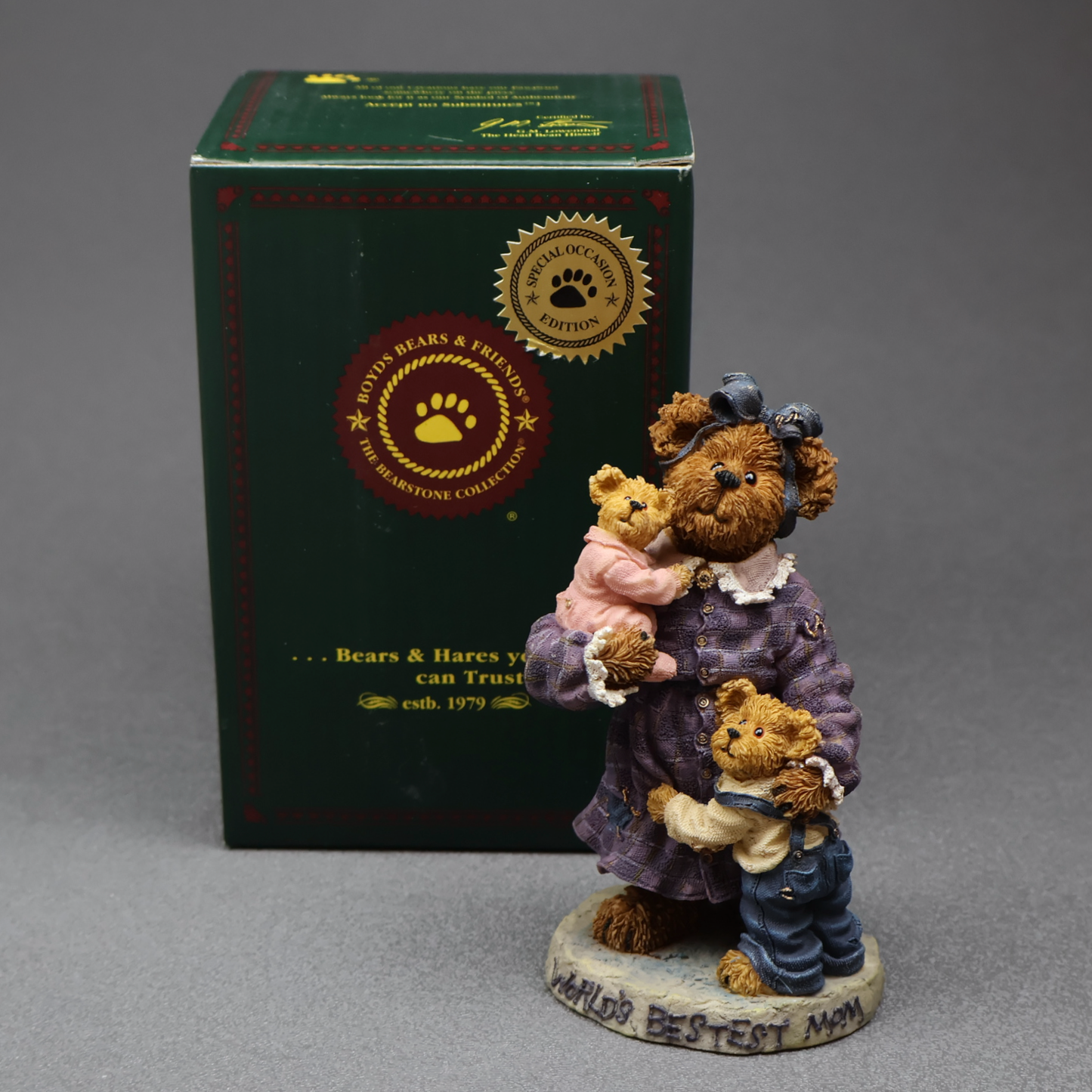 Boyds Bears Momma Caresalot Worlds Best Mom 82526-Figurine-Oakview Collectibles