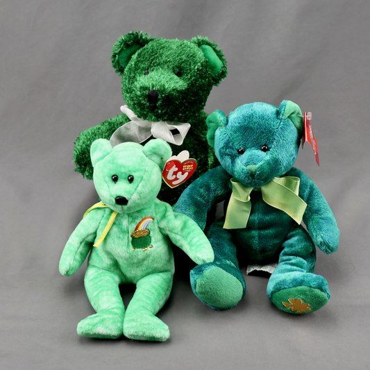 Lot of 3 St Patricks Irish Green Teddy Bears Ty Beanie Baby Russ-Plush-Oakview Collectibles
