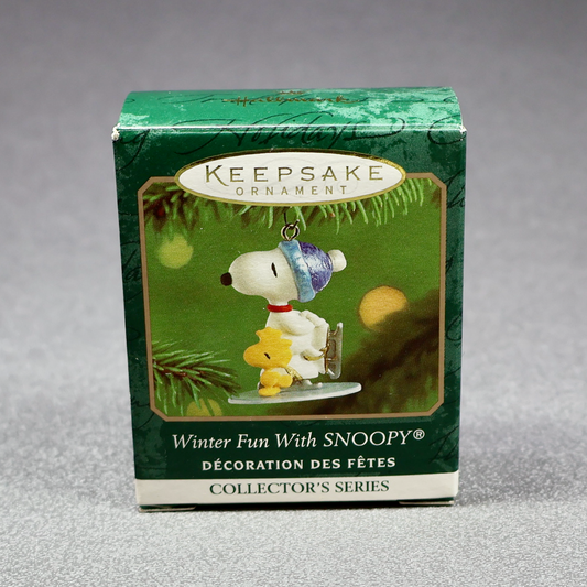 Hallmark 2001 Winter Fun With Snoopy #4 Skating - Miniature-Ornament-Oakview Collectibles