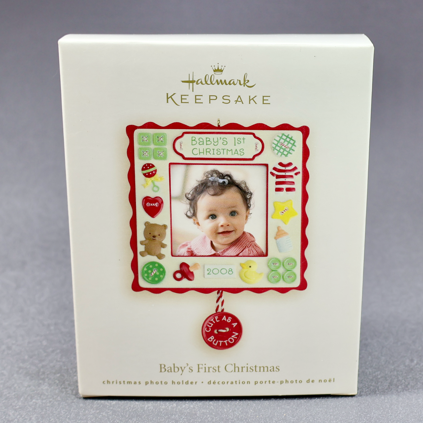 Hallmark 2008 Babys First Christmas - Photo Holder Cute as a Button-Ornament-Oakview Collectibles