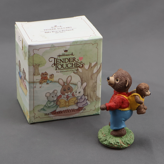 Hallmark Tender Touches Baby Bear in Backpack Figurine QEC9863-Figurine-Oakview Collectibles