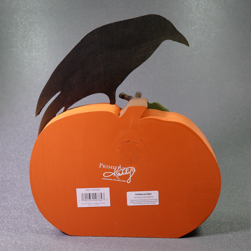Primitives By Kathy Pumpkin and Crow Chunky Sitter-Shelf Sitter-Oakview Collectibles
