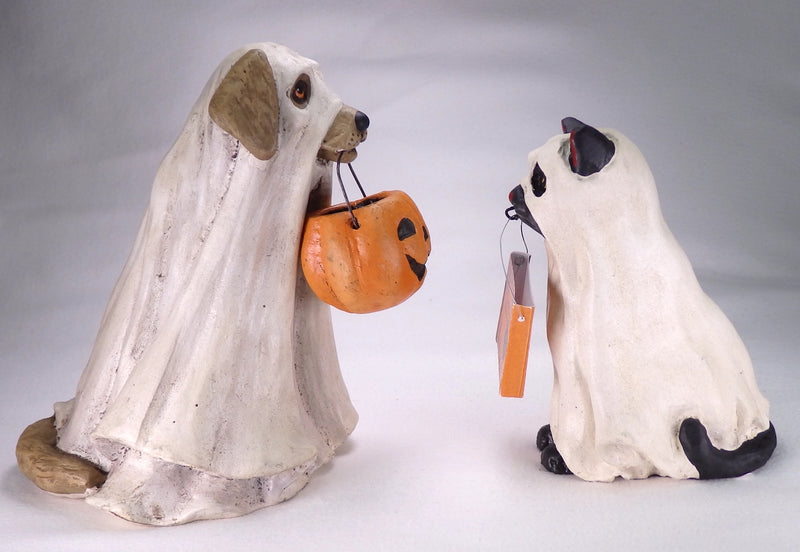 Bethany Lowe Spooky Ghost Dog and Cat Set-Figurine-Oakview Collectibles