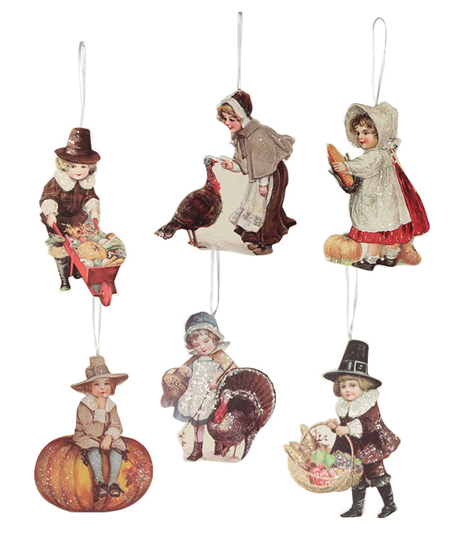 Bethany Lowe Thanksgiving Child Ornament Set of 6-Ornament-Oakview Collectibles