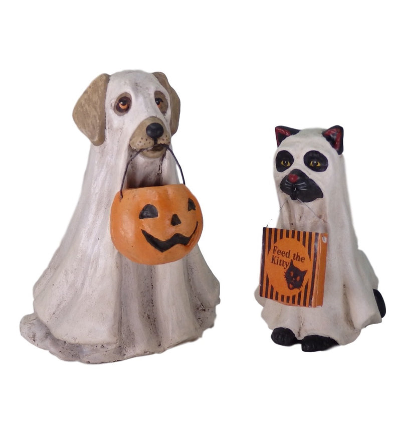 Bethany Lowe Spooky Ghost Dog and Cat Set-Figurine-Oakview Collectibles
