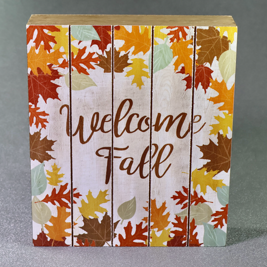 Darice Welcome Fall Box Sign-Oakview Collectibles
