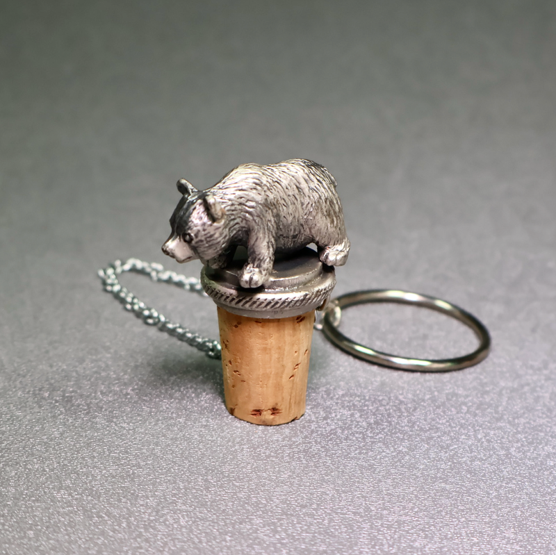 Pewter Bear Wine Bottle Cork Stopper-Oakview Collectibles