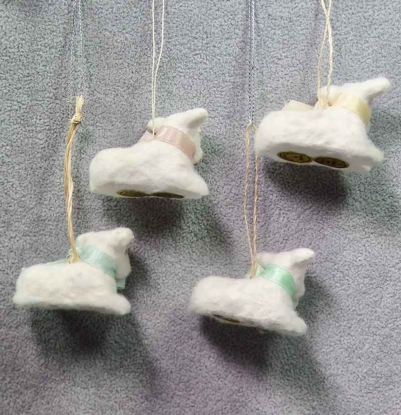 Bethany Lowe Pastel Fuzzy Lamb Ornament Set of 4-Ornament-Oakview Collectibles