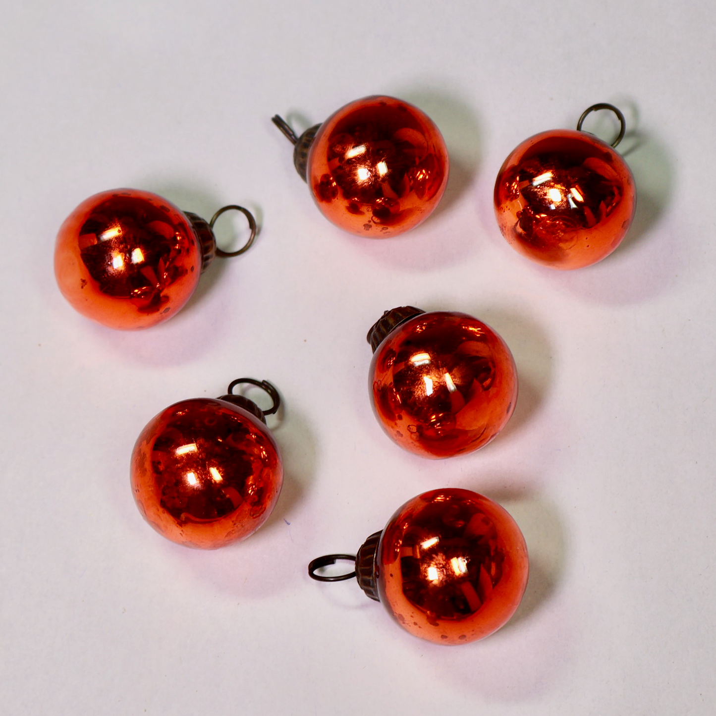 Orange Mercury Glass Style Miniature Ornaments Set of 6-Ornament-Oakview Collectibles