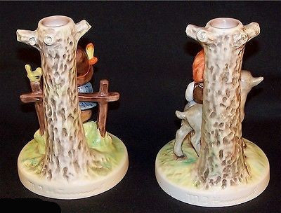 MI Hummel Candle Stick Holders Set She Loves Me and Good Friends HUM678, HUM679-Other-Oakview Collectibles