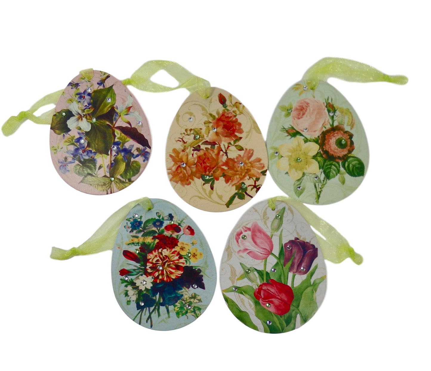 Vintage Easter Egg Floral Ornament Set of 5-Ornament-Oakview Collectibles