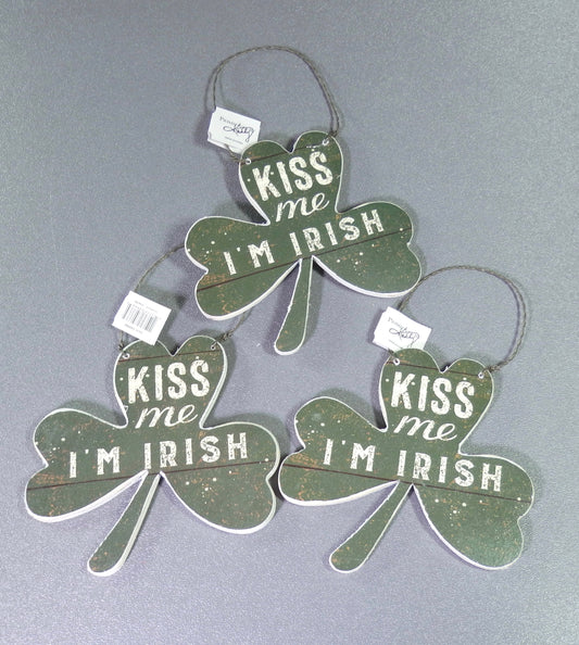 Primitives By Kathy Kiss Me I'm Irish Ornament Set of 3-Ornament-Oakview Collectibles