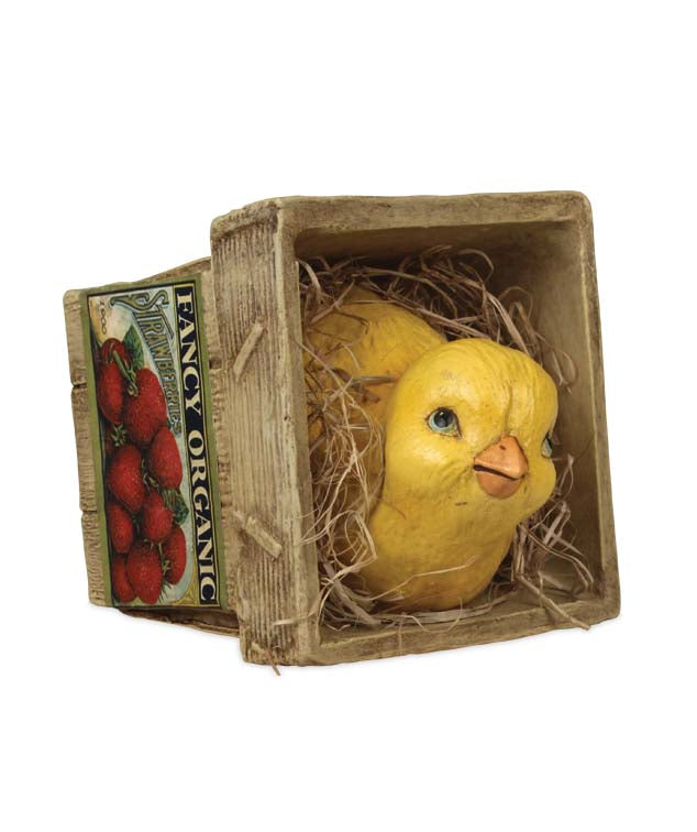 Bethany Lowe Chick in Strawberry Basket-Figurine-Oakview Collectibles
