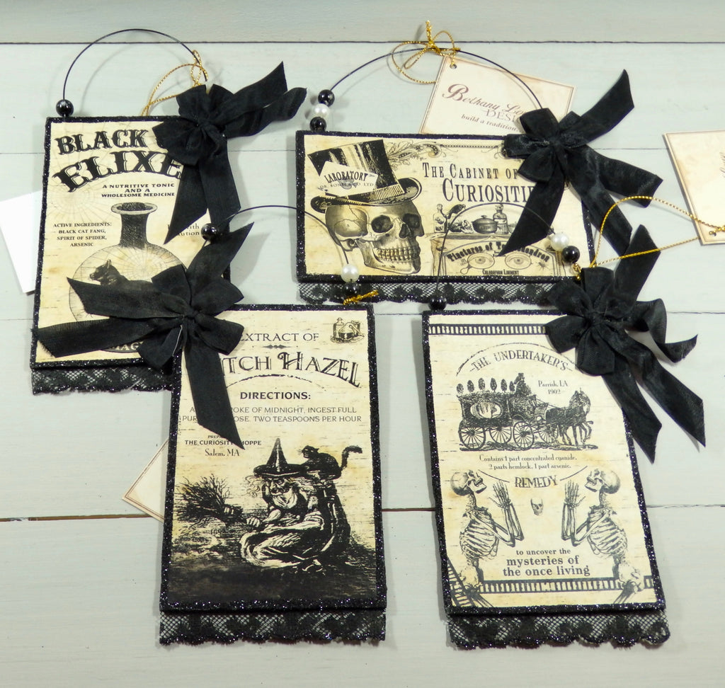 Bethany Lowe Apothecary Postcard Ornaments Set of 4-Ornament-Oakview Collectibles