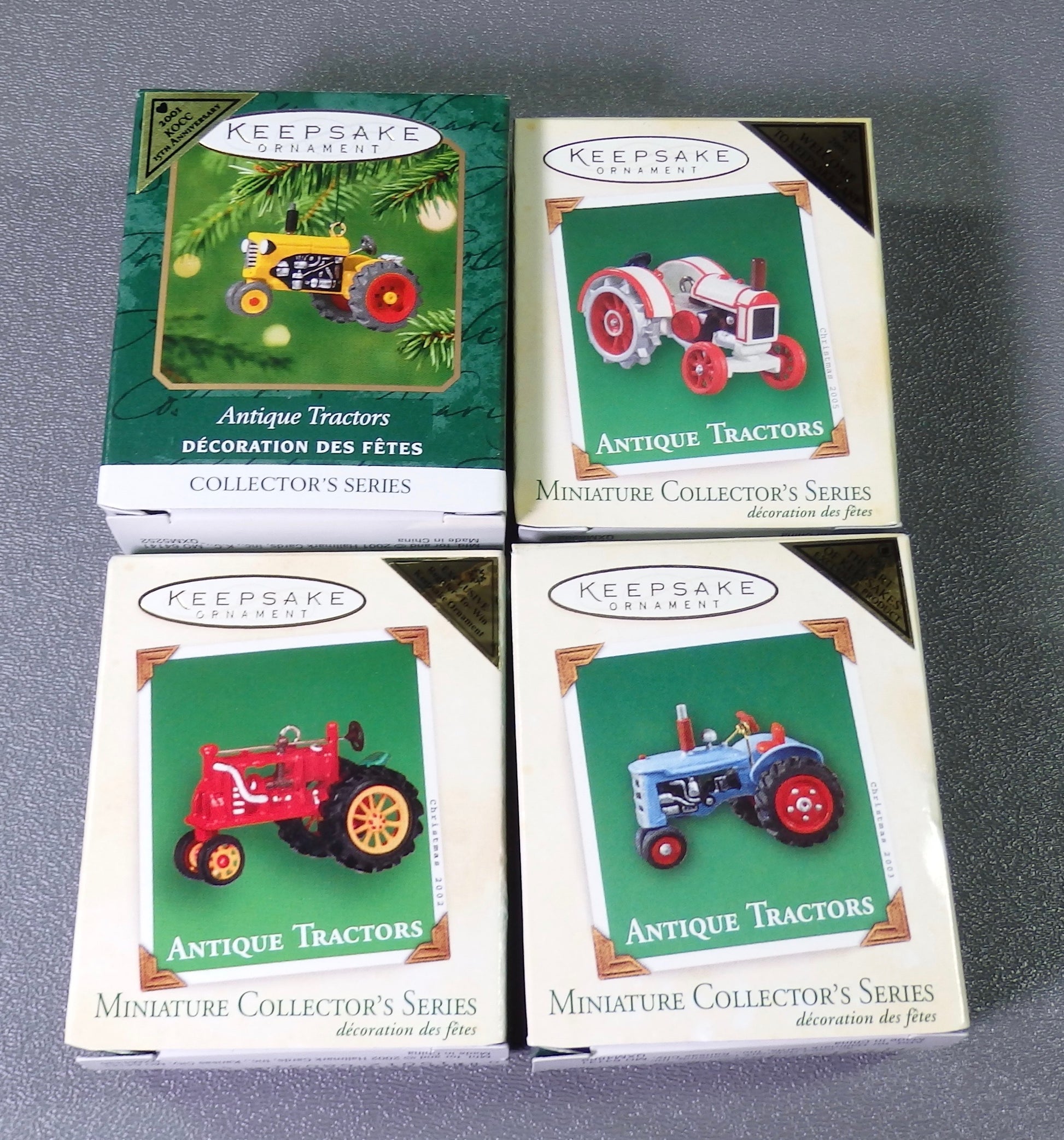 Hallmark 2001 2002 2003 2005 Antique Tractors All Repaints Lot of 4 - Miniature-Ornament-Oakview Collectibles