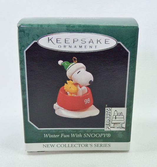 Hallmark 1998 Winter Fun With Snoopy #1 Dog Dish - Miniature-Ornament-Oakview Collectibles