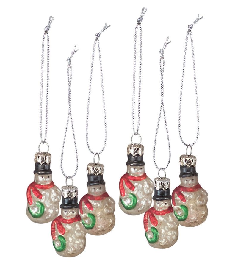 PBK Snowman Miniature Glass Ornament Set of 6-Ornament-Oakview Collectibles